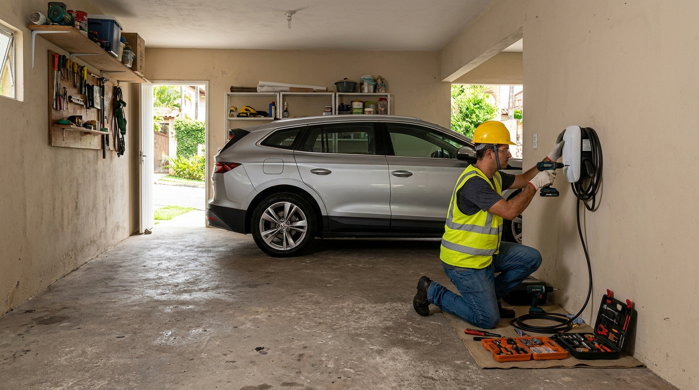 Instalacao de carregador de carro eletrico residencial em Montes Claros‑MG